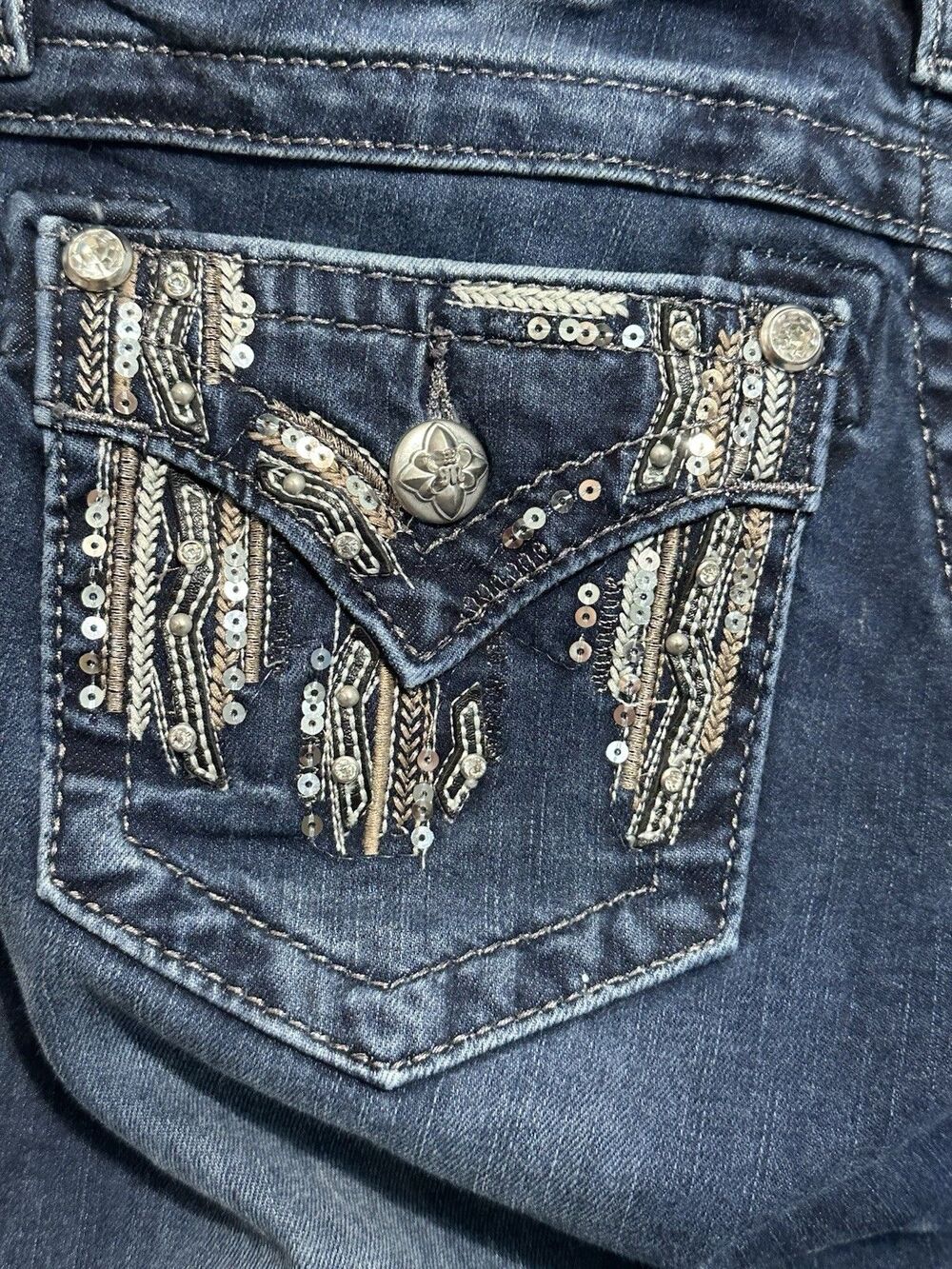 Miss Me Signature Crop  Jeans Sz 26 x 25 Straight Denim JE8317Cc Wester Rock